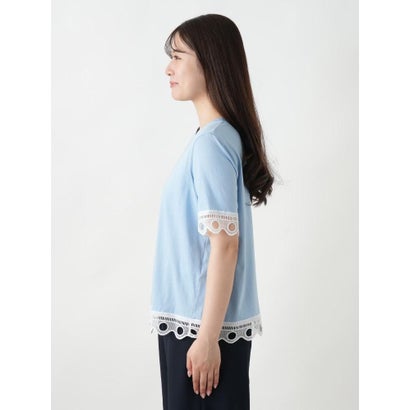 カットワークレースTシャツ-BLUBIANCO （スカイブルー）｜詳細画像