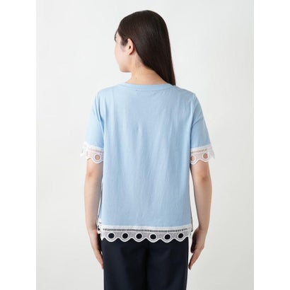 カットワークレースTシャツ-BLUBIANCO （スカイブルー）｜詳細画像