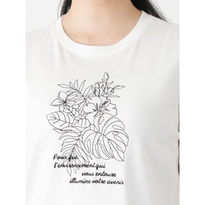 ボタニカル柄クルーネックTシャツ （ライトグレー）｜詳細画像