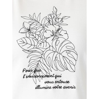 ボタニカル柄クルーネックTシャツ （ライトグレー）｜詳細画像