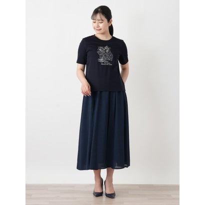 ボタニカル柄クルーネックTシャツ （ライトグレー）｜詳細画像