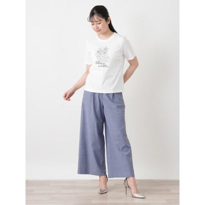 ボタニカル柄クルーネックTシャツ （ネイビー）｜詳細画像