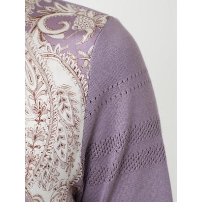 レリアン Leilian ペイズリー柄切替クルーネックニット【ROCHAS Premiere】 （ラベンダー）｜詳細画像