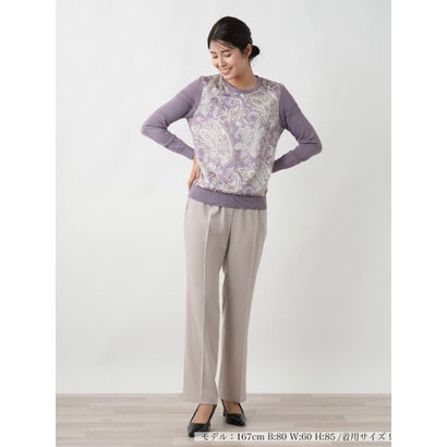 レリアン Leilian ペイズリー柄切替クルーネックニット【ROCHAS Premiere】 （ラベンダー）｜詳細画像