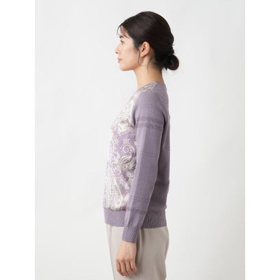 レリアン Leilian ペイズリー柄切替クルーネックニット【ROCHAS Premiere】 （ラベンダー）｜詳細画像