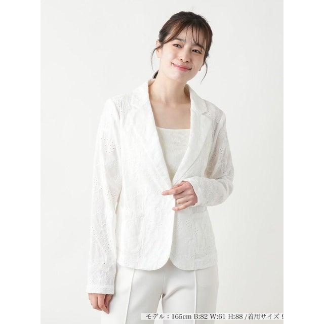カットワーク刺繍ジャケット-BLUBIANCO （アイボリー）