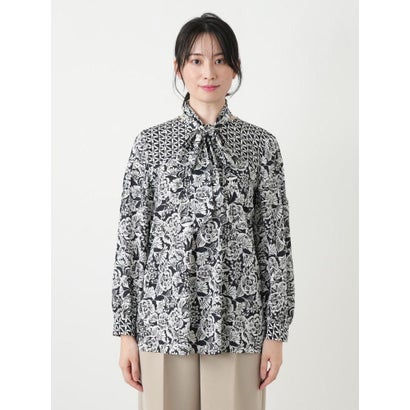 ペイズリーボウタイブラウス【ROCHAS Premiere】 （サックスブルー）｜詳細画像