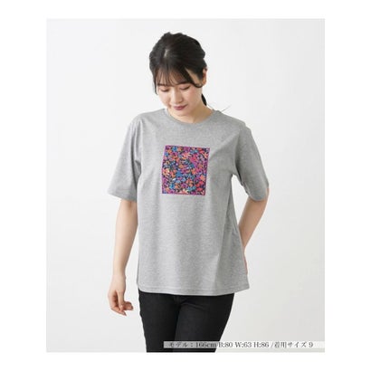 レリアン Leilian フラワーモチーフTシャツ （グレー）｜詳細画像