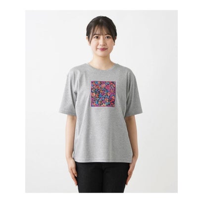 レリアン Leilian フラワーモチーフTシャツ （グレー）｜詳細画像