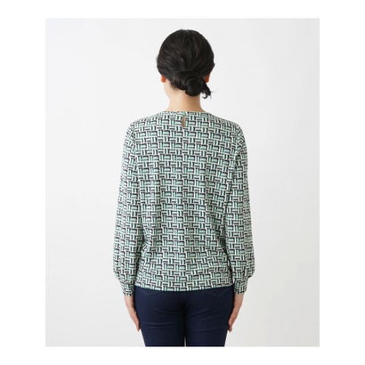幾何学プリントブラウス （コバルトブルー）｜詳細画像