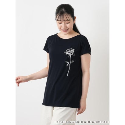 刺繍クルーネックTシャツ （ネイビー）｜詳細画像