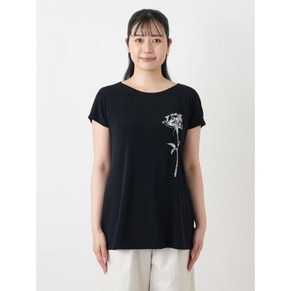 刺繍クルーネックTシャツ （ネイビー）｜詳細画像