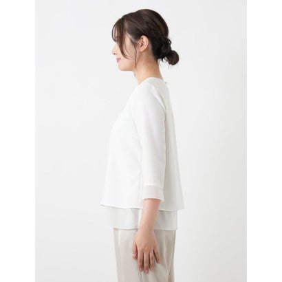 シフォン袖カットソー （ネイビー）｜詳細画像