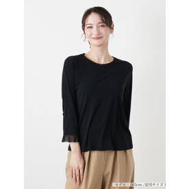 メッシュ切替クルーネックカットソー （ブラック）