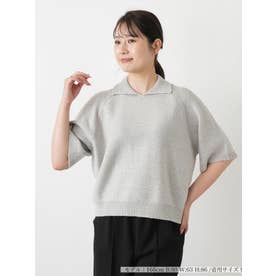 スパンコール混襟付きニット【HAND】 （ライトグレー）