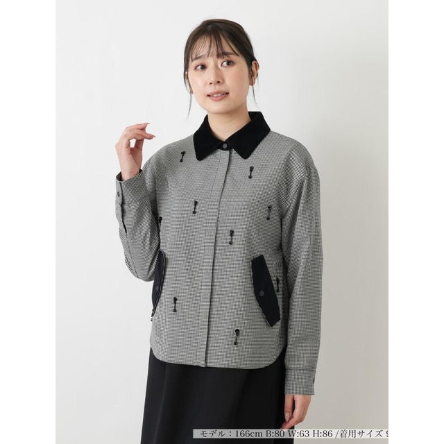 千鳥格子切替ジップブルゾン （ブラック）