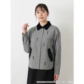 千鳥格子切替ジップブルゾン （ブラック）