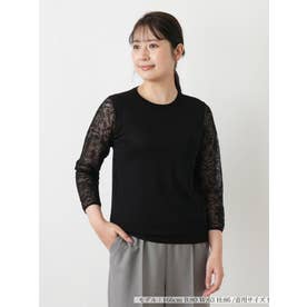 袖レース切替カットソー （ブラック）