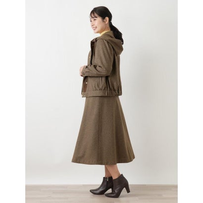 ラメ混ストライプフーデッド比翼ブルゾン【ROCHAS Premiere】 （ダークブラウン）｜詳細画像