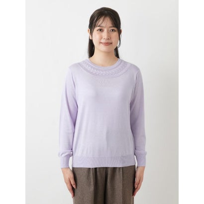 レリアン Leilian ケーブル編みクルーネックニット【ROCHAS Premiere】 （ミントグリーン）｜詳細画像
