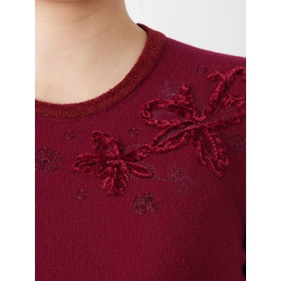 レリアン Leilian 刺繍クルーネックニット （イエロー）｜詳細画像