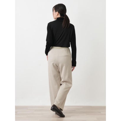 レリアン Leilian ボンバーヒートヘリンボーン柄ストレートパンツ （ベージュ）｜詳細画像
