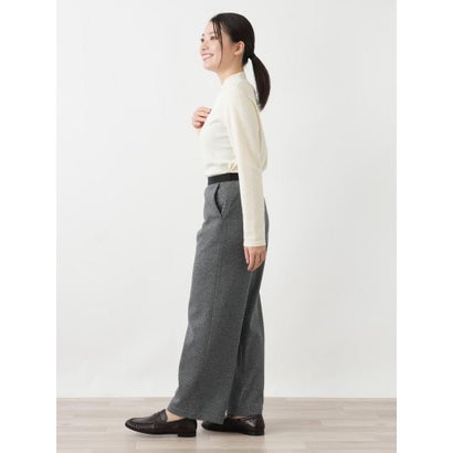 レリアン Leilian ボンバーヒートヘリンボーン柄ストレートパンツ （ベージュ）｜詳細画像