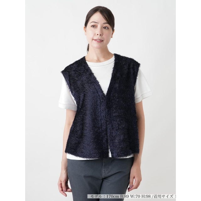 ベスト【Leilian WHITE LABEL】 （ネイビー）