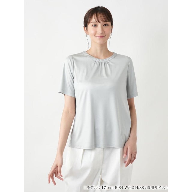 【店頭人気】シルククルーネックカットソー （ライトグレー）