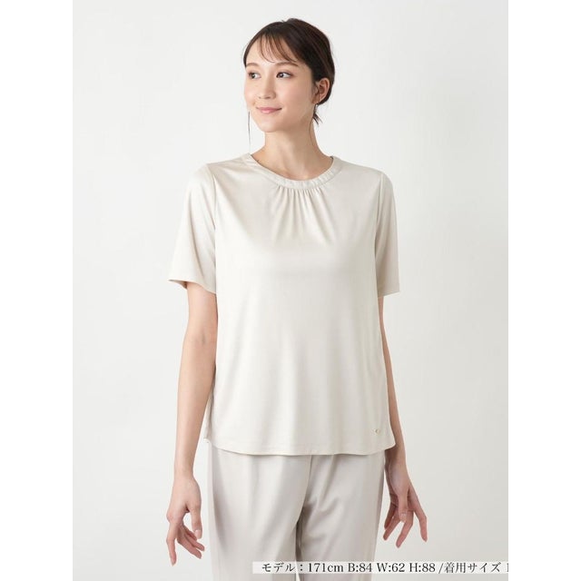【店頭人気】シルククルーネックカットソー （ベージュ）