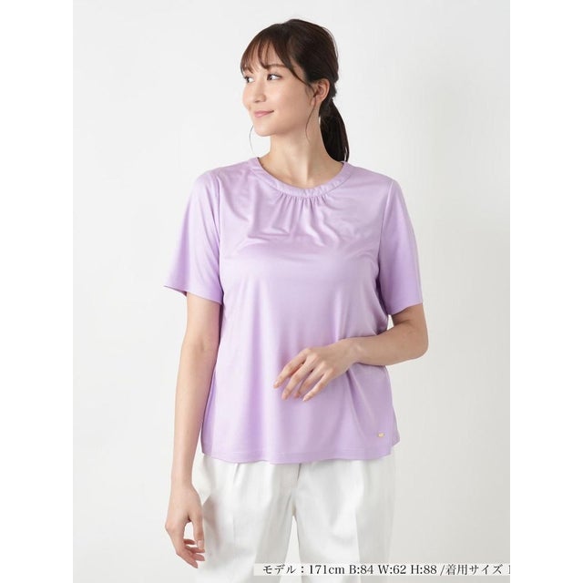 【店頭人気】シルククルーネックカットソー （パープル）