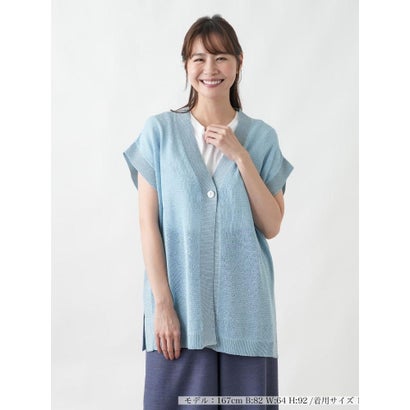 レリアンプラスハウス Leilian PLUS HOUSE Vネックニットベスト （スカイブルー）｜詳細画像