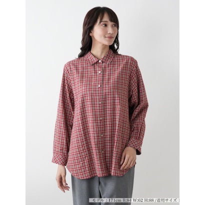 レリアンプラスハウス Leilian PLUS HOUSE リバーシブルチェックシャツ （ボルドー）｜詳細画像