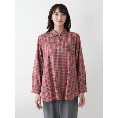レリアンプラスハウス Leilian PLUS HOUSE リバーシブルチェックシャツ （ボルドー）｜詳細画像