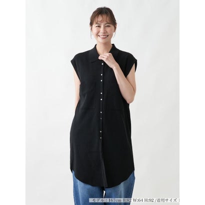 レリアンプラスハウス Leilian PLUS HOUSE 【店頭人気】ロングニットジレ【プラス企画】 （ブラック）｜詳細画像