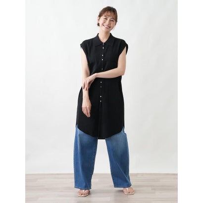レリアンプラスハウス Leilian PLUS HOUSE 【店頭人気】ロングニットジレ【プラス企画】 （ブラック）｜詳細画像