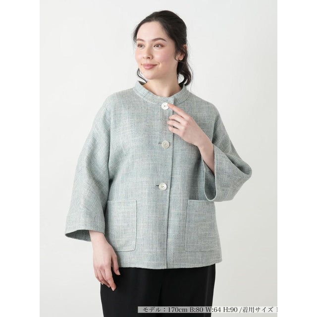 【店頭人気】ノーカラージャケット【STEFANONI】 （ミントグリーン）