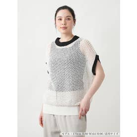 【店頭人気】配色メッシュニットトップス【NEMIKA】 （アイボリー）