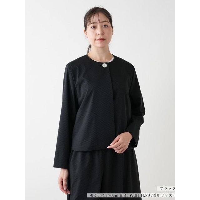 【店頭人気】ノーカラージャケット【BOURGE】 （ブラック）