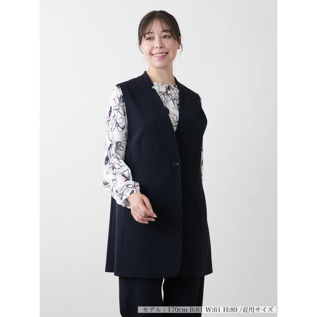 【店頭人気】ロングベスト【プラス企画】 （ネイビー）