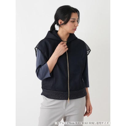 メッシュフードショートベスト【NEMIKA】 （ネイビー）｜詳細画像