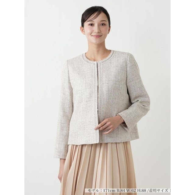 【店頭人気】ファンシーツイードジャケット （ベージュ）