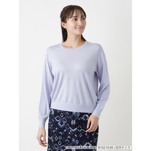 クルーネックニット【LORO PIANA】【BOURGE】 （サックスブルー）