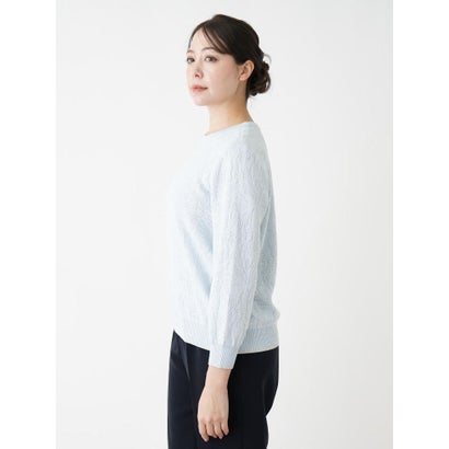 【店頭人気】フラワー柄カットソー （サックスブルー）｜詳細画像