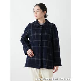 ウィンドウペンショールカラーコート （ネイビー）