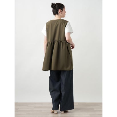 レリアンプラスハウス Leilian PLUS HOUSE 【店頭人気】Vネックベスト【プラス企画】 （モスグリーン）｜詳細画像