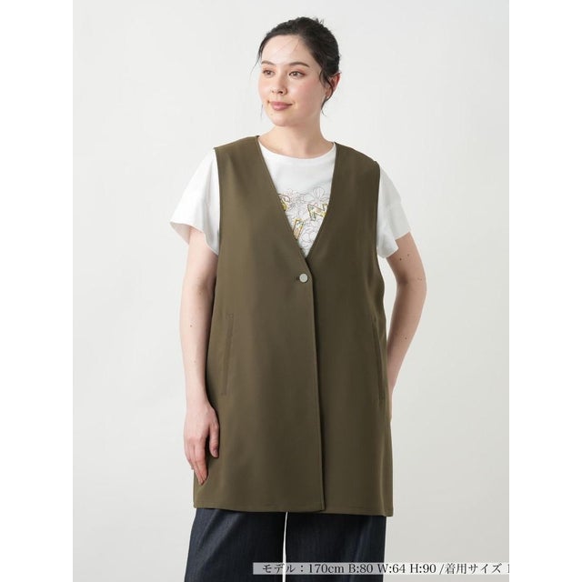 【店頭人気】Vネックベスト【プラス企画】 （モスグリーン）
