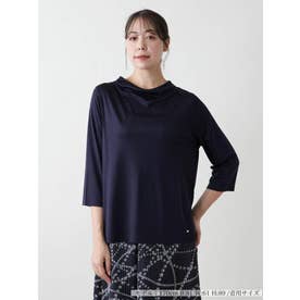 【店頭人気】ドレープネックカットソー （ネイビー）