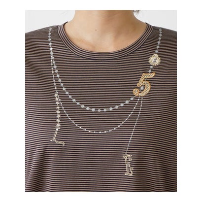 レリアンプラスハウス Leilian PLUS HOUSE ナローボーダーカットソー【プラス企画】 （グレー系）｜詳細画像