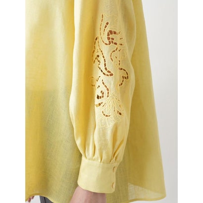 レリアンプラスハウス Leilian PLUS HOUSE 刺繍バルーンスリーブブラウス【プラス企画】 （イエロー）｜詳細画像